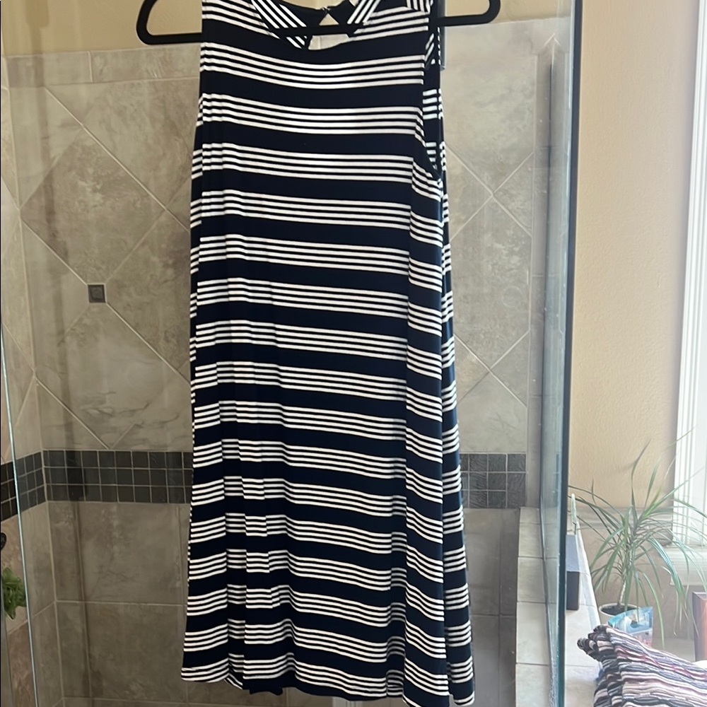 Loft Striped Blue and White Sleeveless Dress